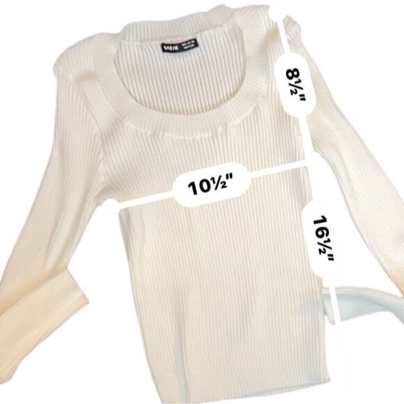 Womens Scoopneck‎ Long Sleeve Ribbed Sweater Medium White Modern Classic - Picture 8 of 8